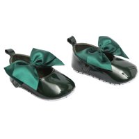 B2228-GR: Green Shiny PU Shoes (0-12 Months)